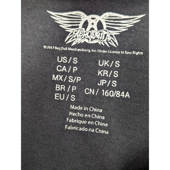 AEROSMITH Official Merch Grommet Choker Collar Tee Dark Gray Cotton Size Small - Picture 4 of 4